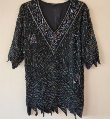 PURE SILK SEQUIN BLOUSE MADE IN INDIA SIZE S