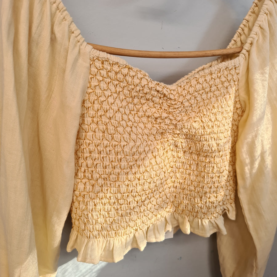 Spell & The Gypsy Collective Jesse Jane Cropped Blouse Honey Shirt Top M