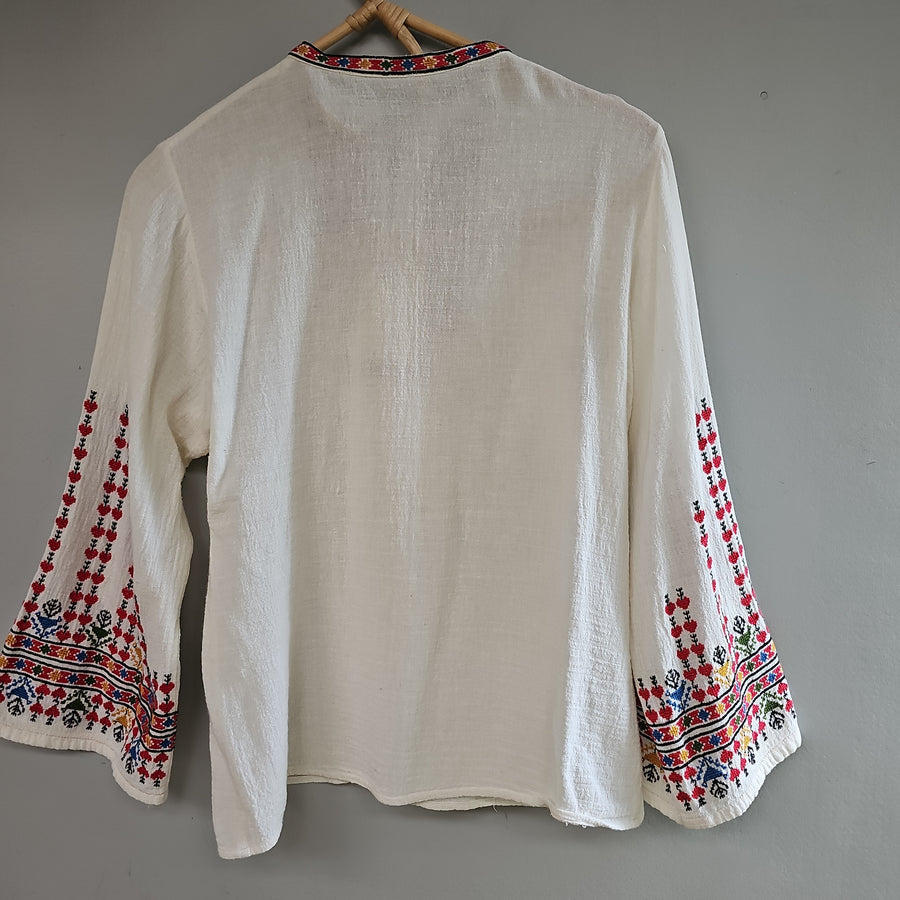 MEXICAN EMBROIDERED COTTON BLOUSE S
