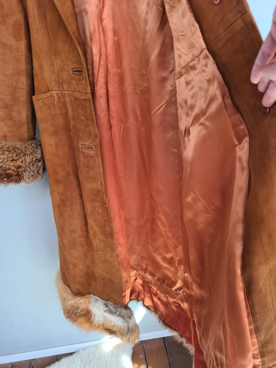60s tan suede coat XS/SMALL
