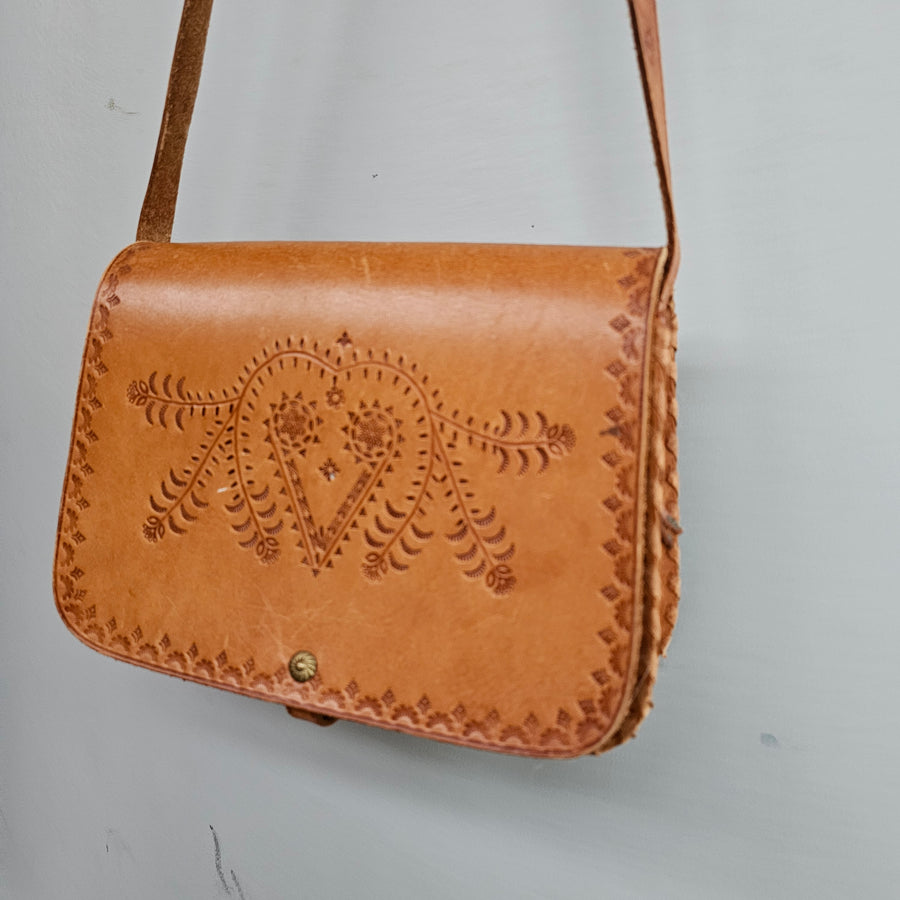 Mexican tooled leather bag