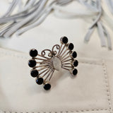 Sterling Silver Onyx Ring Butterfly size 7