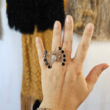 Sterling Silver Onyx Ring Butterfly size 7