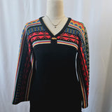 Vintage Mexican Baja Knit Boho Festival Hippie S