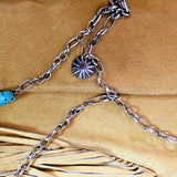 "Bohemian Faux Turquoise Statement Necklace with Silver Chain Links"