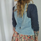 GENUINE VINTAGE 70s  denim vest with button-up 10/12