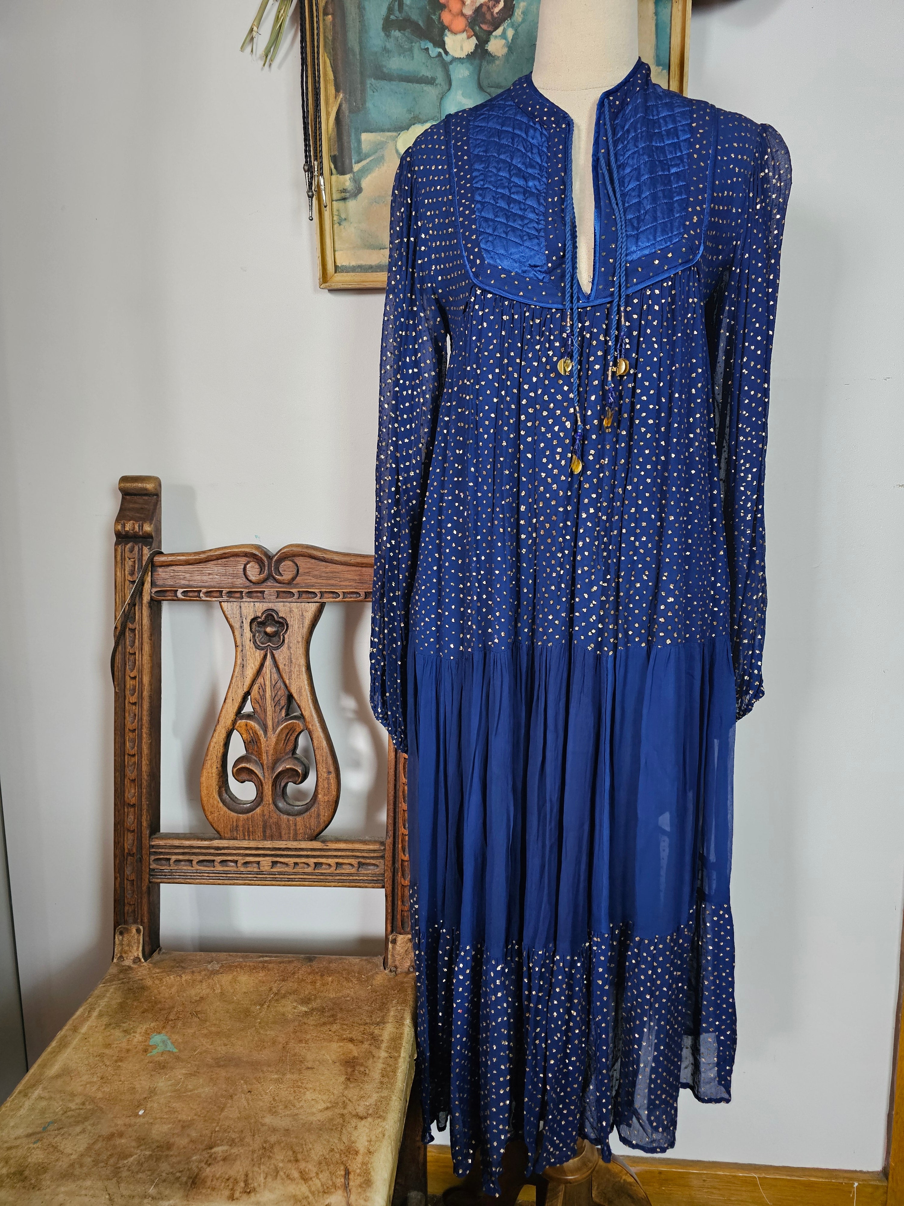 Vintage blue Cotton Adini Indian Dress