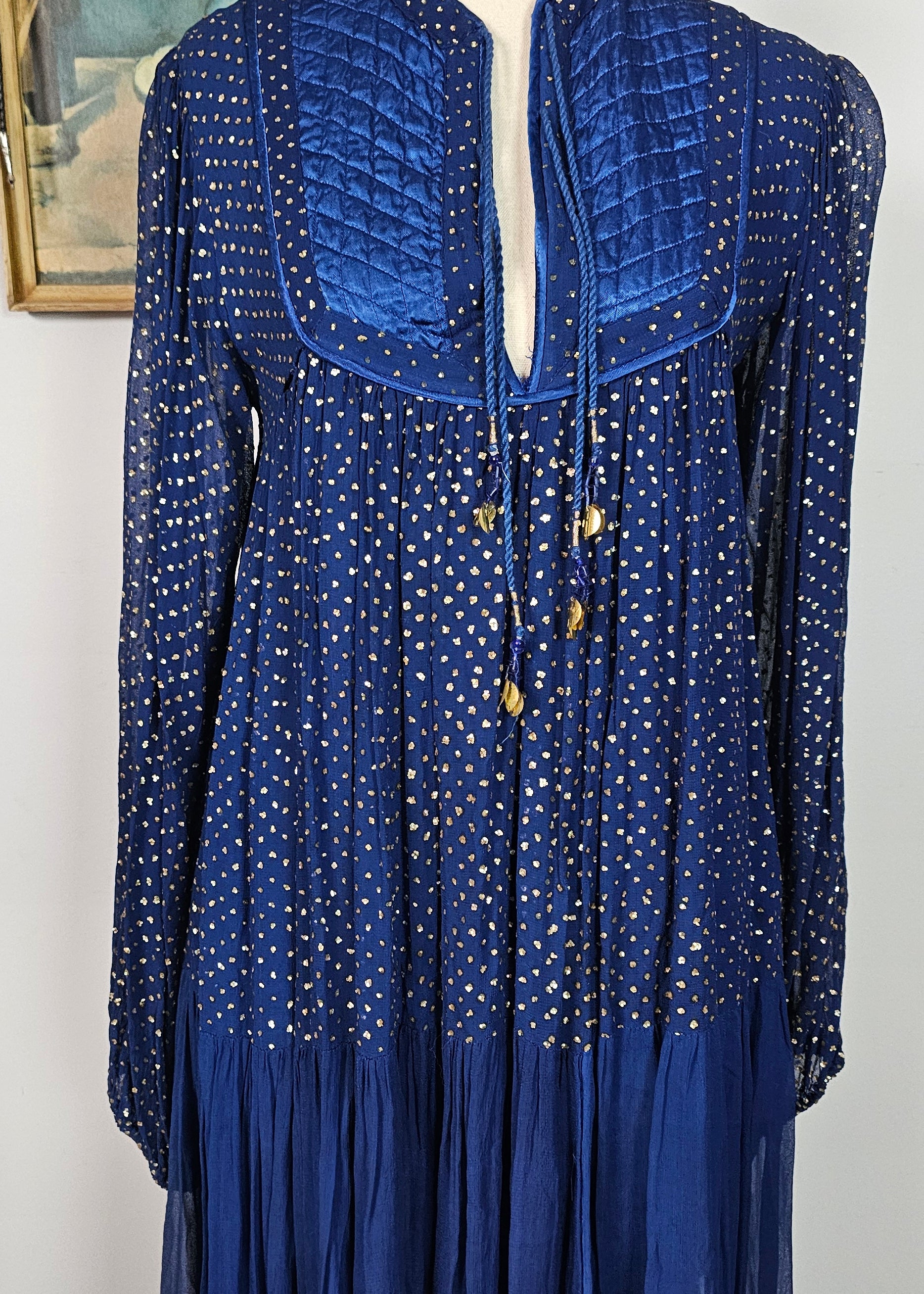 Vintage blue Cotton Adini Indian Dress