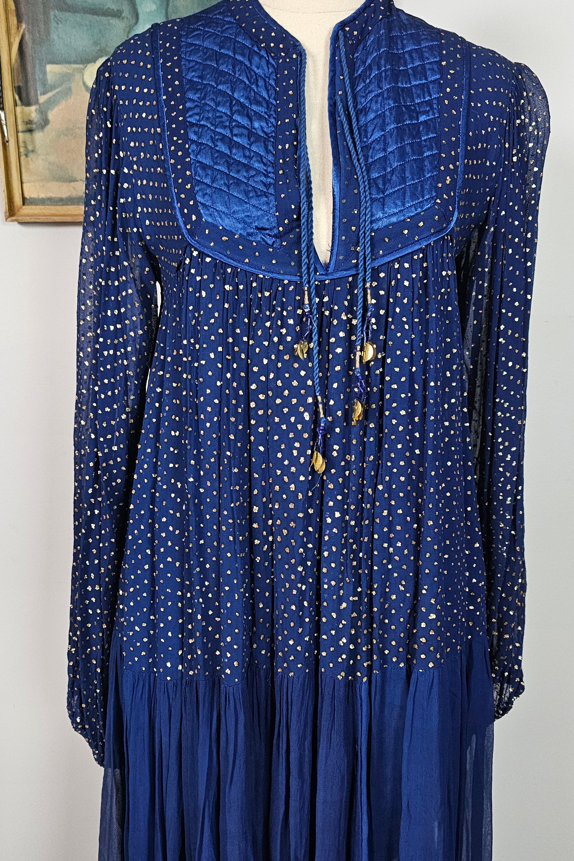 Vintage blue Cotton Adini Indian Dress