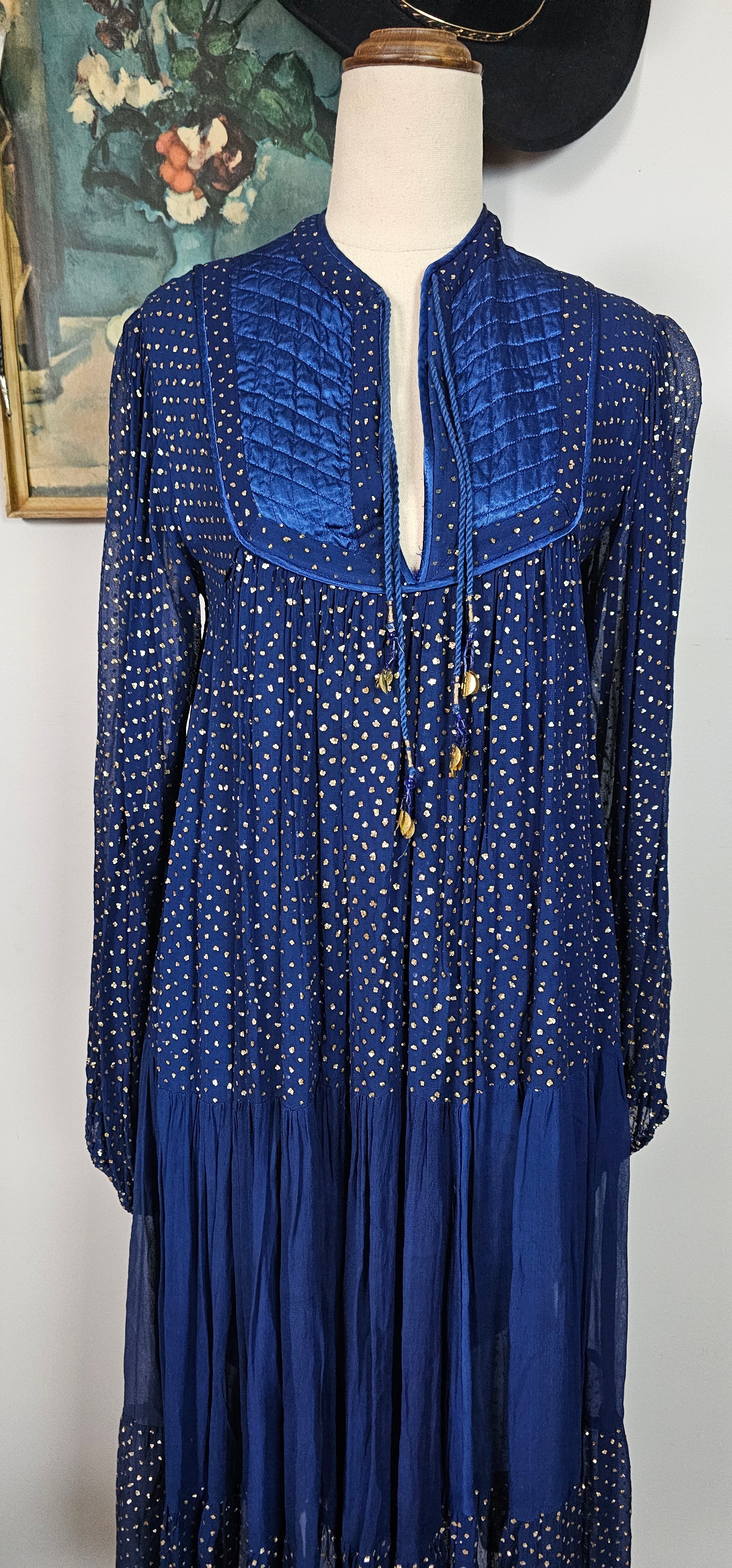 Vintage blue Cotton Adini Indian Dress