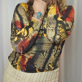 Roberto Cavalli, designer snakeskin long sleeve blouse M