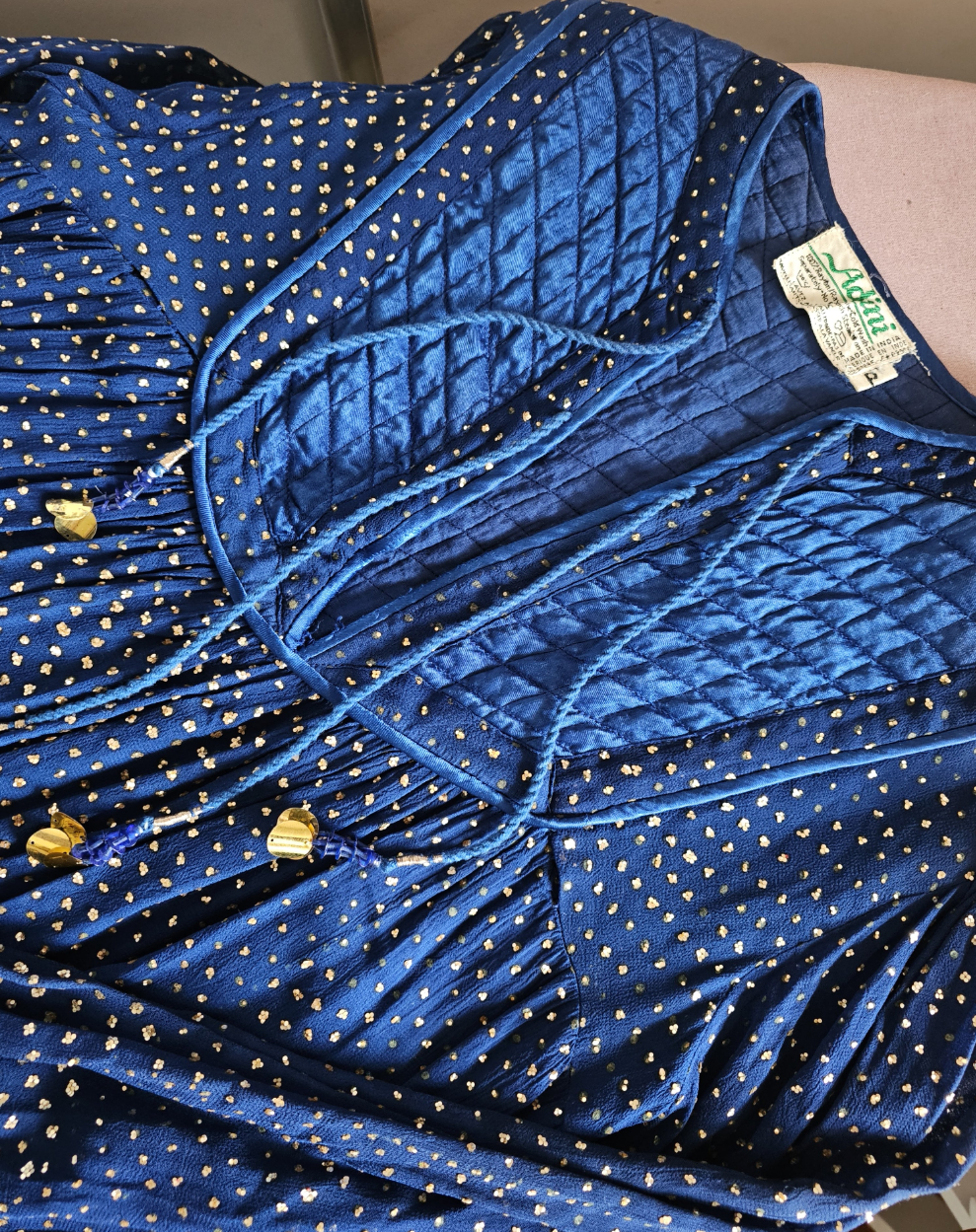 Vintage blue Cotton Adini Indian Dress