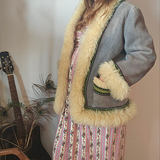 70s Vintage Shearling & Suede Folk Jacket – One of a Kind
