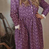 Vintage Laura Ashley Purple Floral Cotton Dress | Size 12 (Best Fits 8–10)