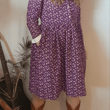 Vintage Laura Ashley Purple Floral Cotton Dress | Size 12 (Best Fits 8–10)