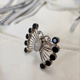Sterling Silver Onyx Ring Butterfly size 7