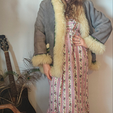 70s Vintage Shearling & Suede Folk Jacket – One of a Kind