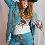 Y2K Denim Look Two-Piece Western Suit set
