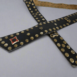 Vintage Studded Black Leather Waist Belt – Handmade Statement Piece