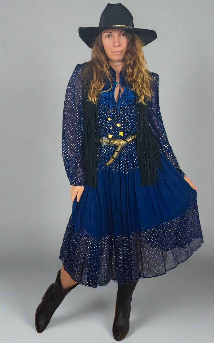 Vintage blue Cotton Adini Indian Dress