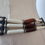 Vintage Bone & Beaded Leather Concho Belt | 77–88cm