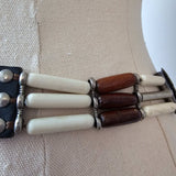 Vintage Bone & Beaded Leather Concho Belt | 77–88cm