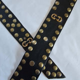 Vintage Studded Black Leather Waist Belt – Handmade Statement Piece