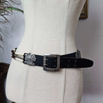 Vintage Bone & Beaded Leather Concho Belt | 77–88cm