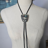 Vintage SSI Eagle Bolo Tie – Turquoise & Coral Inlay