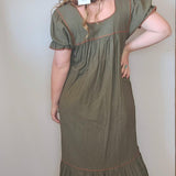 Tree of Life Olive Embroidered Maxi Dress – Size Small (fits AU 8–10)