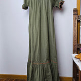 Tree of Life Olive Embroidered Maxi Dress – Size Small (fits AU 8–10)