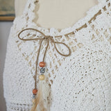 Vintage Crochet Cami Top – White Boho Knit M
