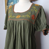 Tree of Life Olive Embroidered Maxi Dress – Size Small (fits AU 8–10)
