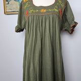 Tree of Life Olive Embroidered Maxi Dress – Size Small (fits AU 8–10)