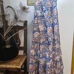 Side profile of Property of Zephyr – Sienna Long Layer Dress on mannequin, showing layered flow and soft cotton fabric, size small.