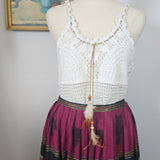 Vintage Crochet Cami Top – White Boho Knit M