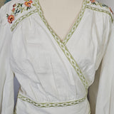 White dress with floral embroidery on a mannequin