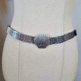 Vintage Silver-Tone Seashell Stretch Belt – Coastal Boho