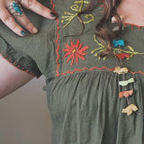 Tree of Life Olive Embroidered Maxi Dress – Size Small (fits AU 8–10)