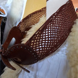 Vintage Woven Leather Double Buckle Belt