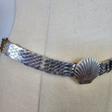 Vintage Silver-Tone Seashell Stretch Belt – Coastal Boho