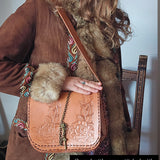 Vintage Hand-Tooled Leather Shoulder Bag