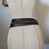 Vintage Crocetta Italy Leather Belt with Silver Snake Head Buckle
