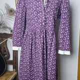 Vintage Laura Ashley Purple Floral Cotton Dress | Size 12 (Best Fits 8–10)