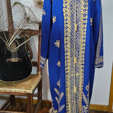 Royal Blue & Gold Embroidered Vintage Robe Coat – Bohemian Queen Energy M/L