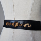 Black Leather & Leopard Hair-Hide Western Belt