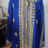 Royal Blue & Gold Embroidered Vintage Robe Coat – Bohemian Queen Energy M/L