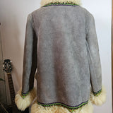 70s Vintage Shearling & Suede Folk Jacket – One of a Kind
