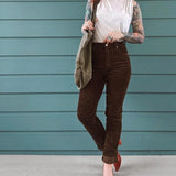 Rolla’s Dusters High Rise Slim Thick Corduroy Pants – Chocolate Brown – Size 28 / AU 10