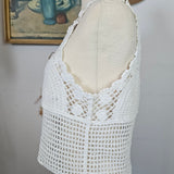 Vintage Crochet Cami Top – White Boho Knit M